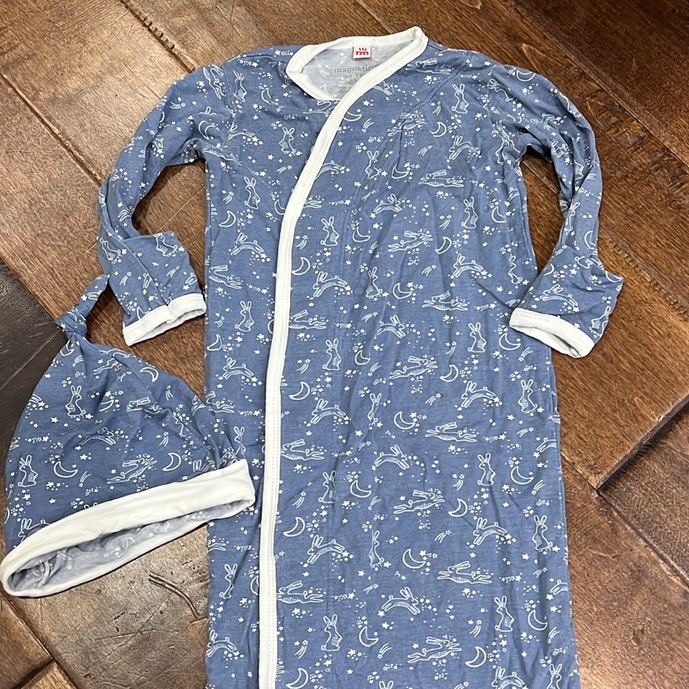 Magnetic Me Kids Blue Pajama Set with Hat NB-3 months